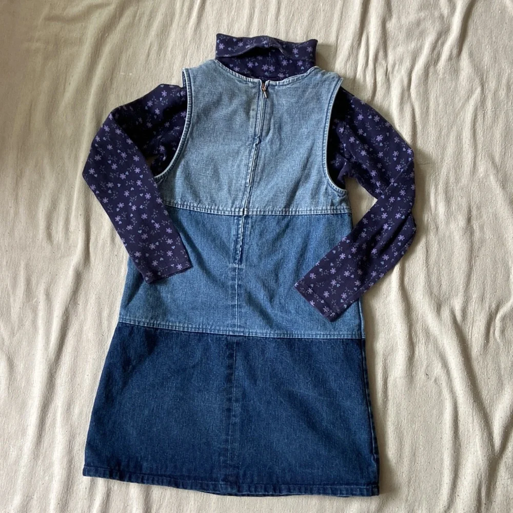 VINTAGE Y2K Dress Jumper Outfit Skirt Shirt Floral Denim Patchwork Appliqué